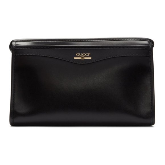 Gucci Metallic Print Logo Clutch in Black - Picture 1 of 11